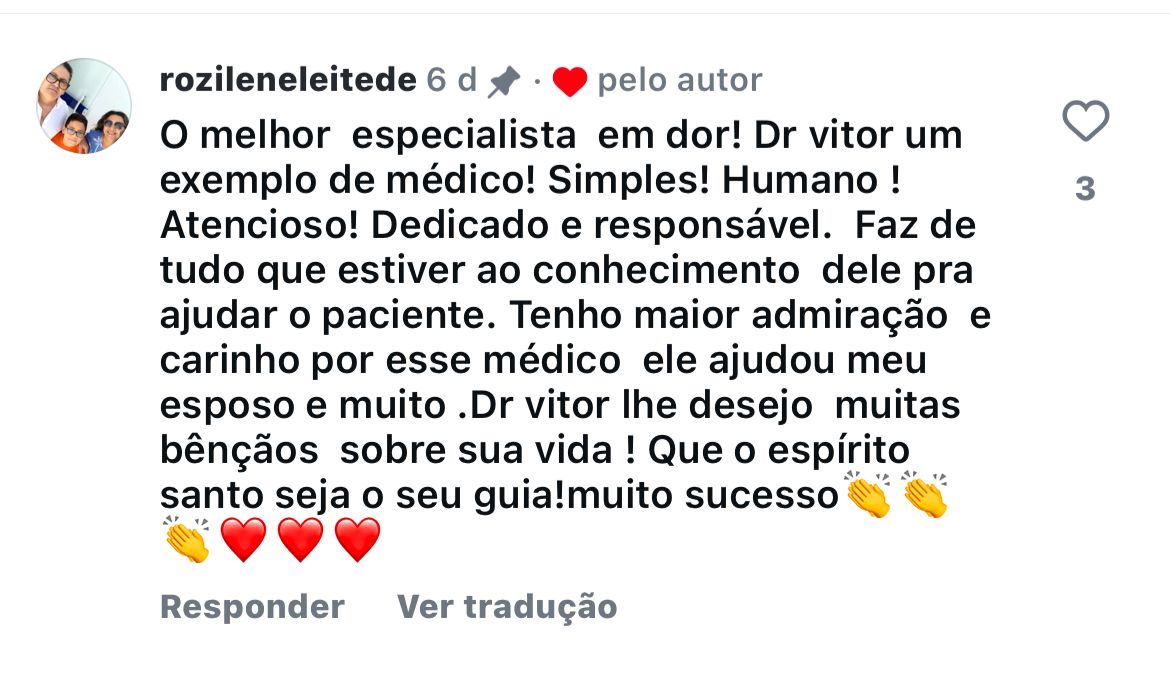 Depoimento de paciente sobre tratamento da dor crônica com Dr. Victor Egypto